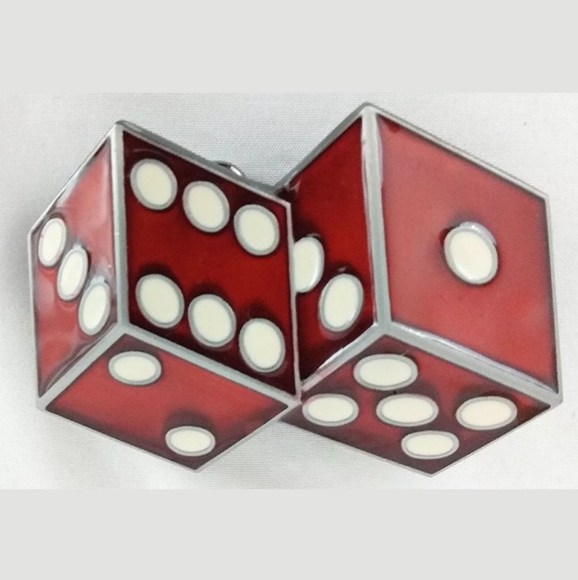 Enamel Dice Sm Metal Belt Buckle Moto Style - Picture 3 of 5